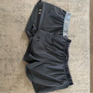 TWO Under Armour Gray Athletic Shorts Lightweight Elastic Waist